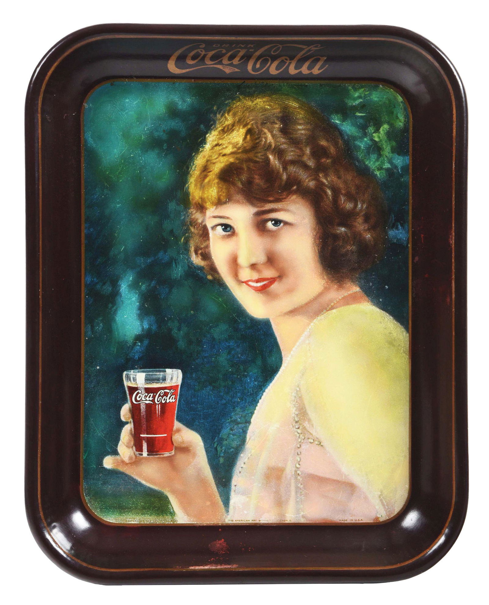 1924 COCA-COLA BROWN RIM SERVING TRAY. (1 of 2)