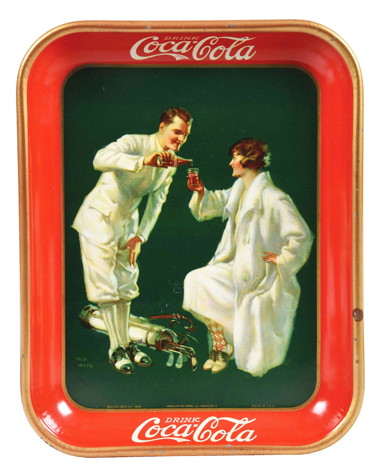 1926 COCA-COLA GOLFING SERVING TRAY. (1 of 2)