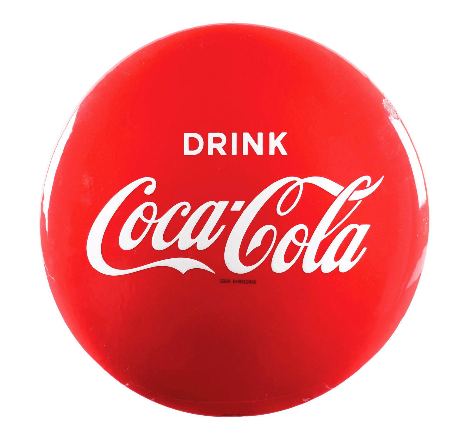 16" PORCELAIN COCA-COLA BUTTON SIGN. (1 of 2)