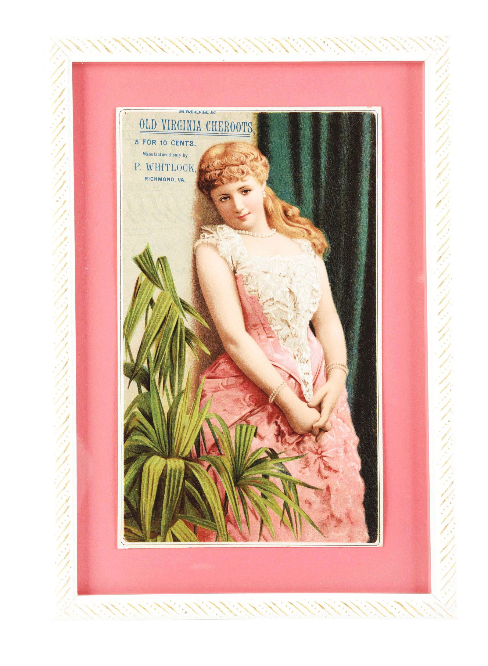 OLD VIRGINIA CHEROOTS CARDBOARD LITHOGRAPH. (1 of 3)