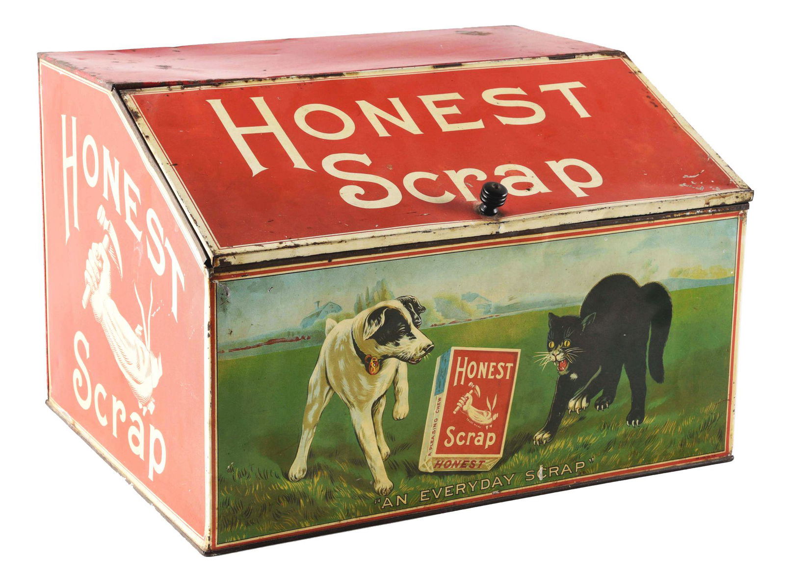 HONEST SCRAP TOBACCO COUNTER TIN. (1 of 5)