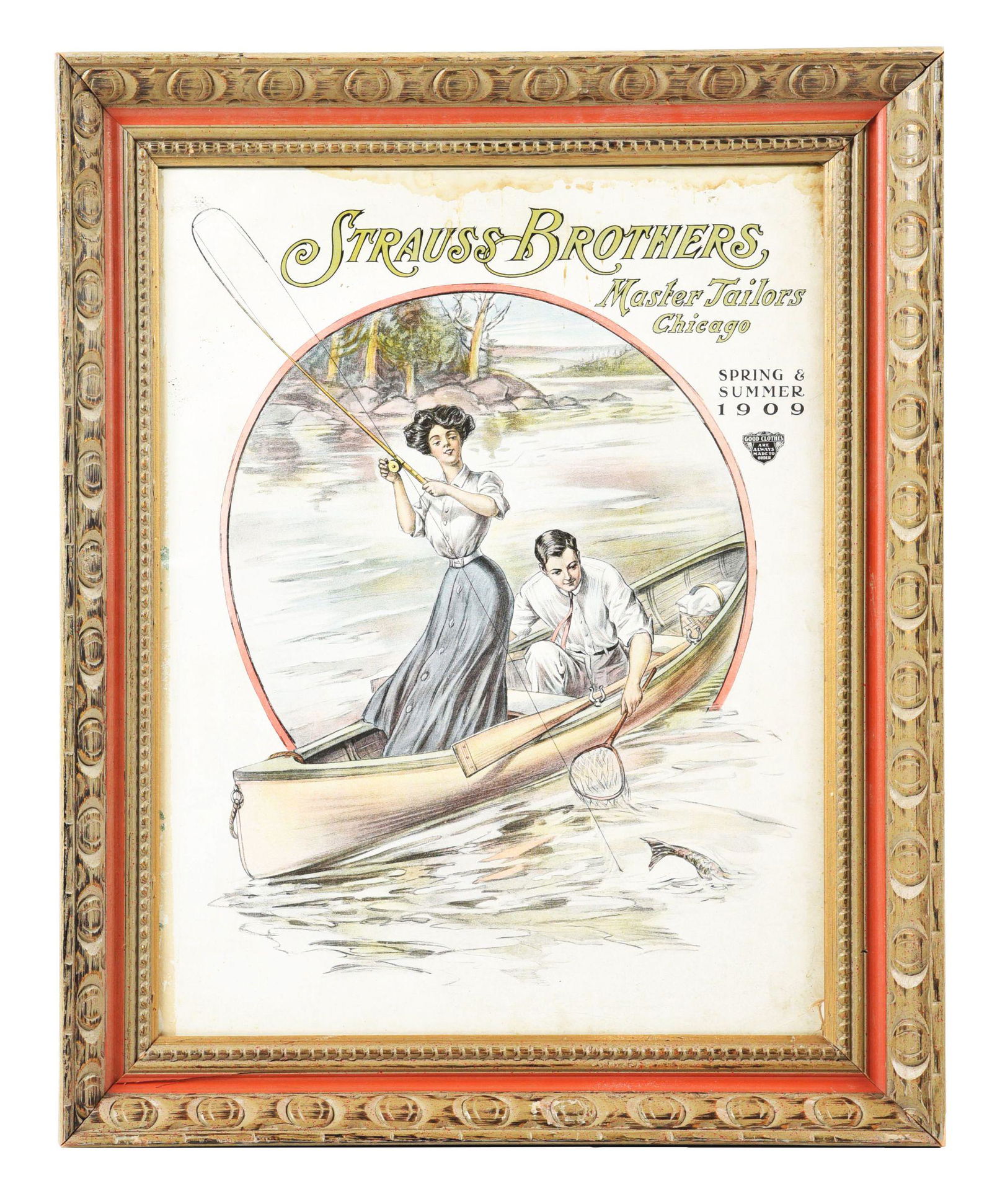 STRAUSS BROTHERS FRAMED PAPER ADVERTISEMENT. (1 of 3)