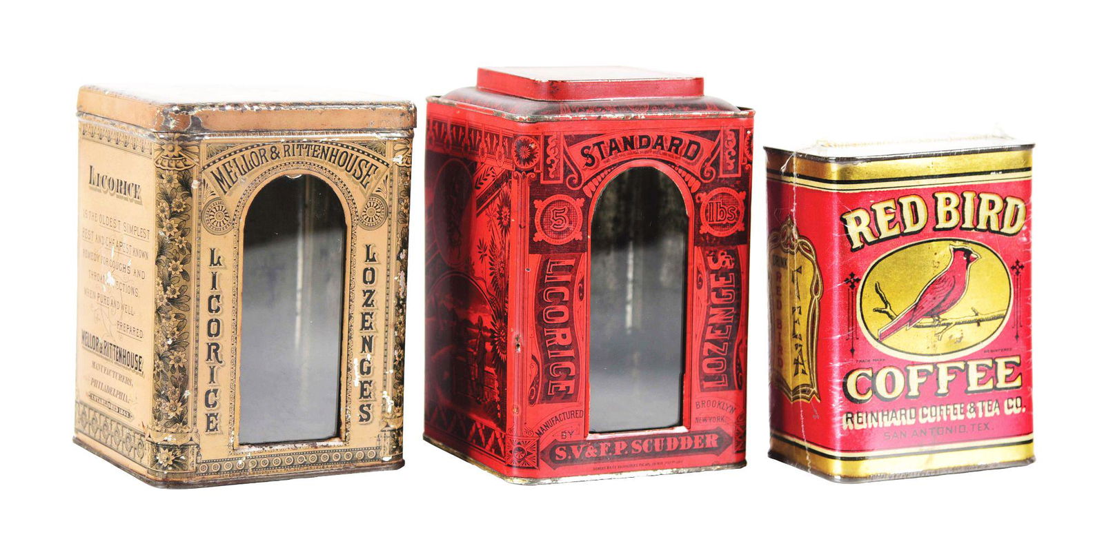 LOT OF 3: LICORICE AND COFFEE TINS. (1 of 5)