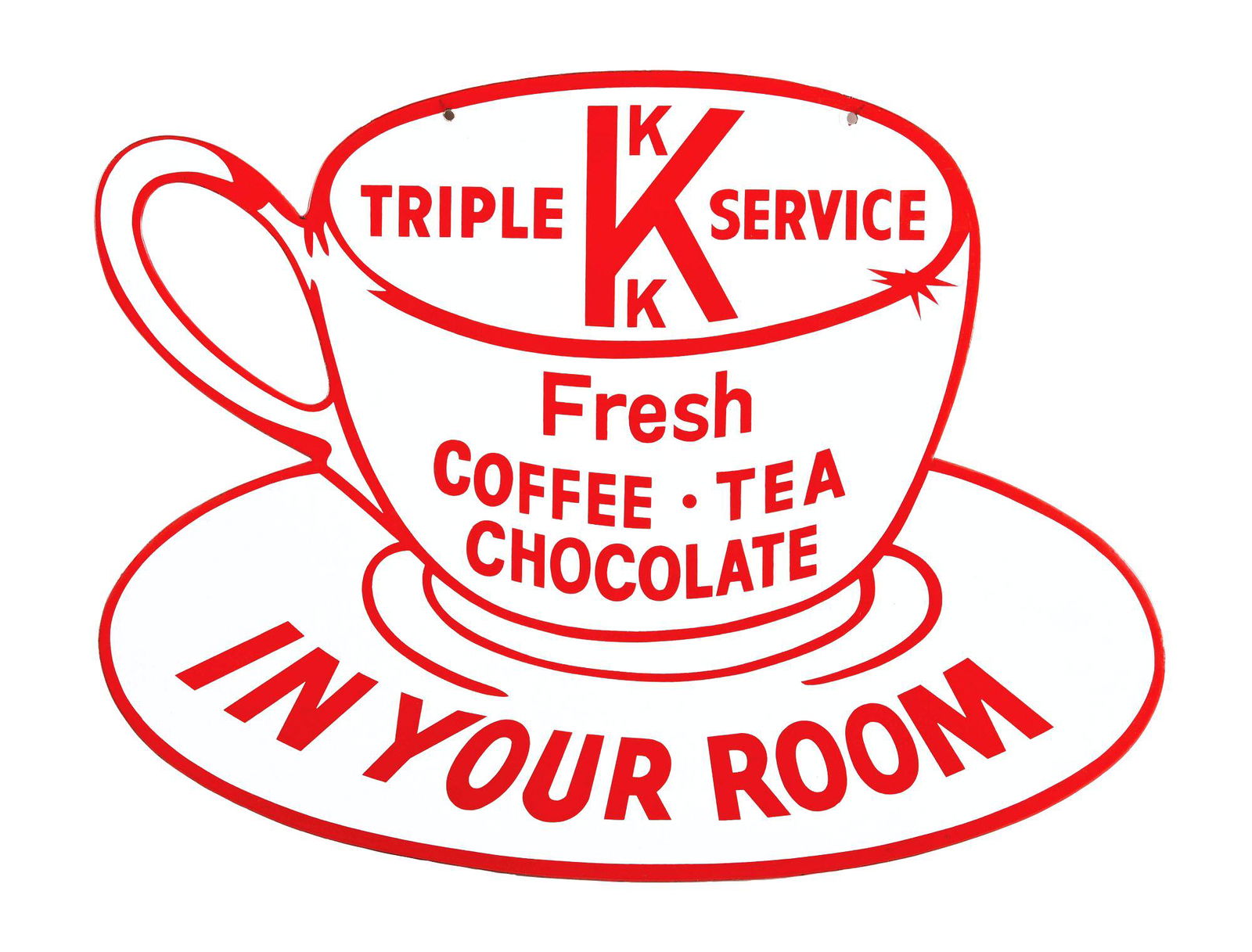 DOUBLE-SIDED PORCELAIN TRIPLE K COFFEE SIGN. (1 of 2)
