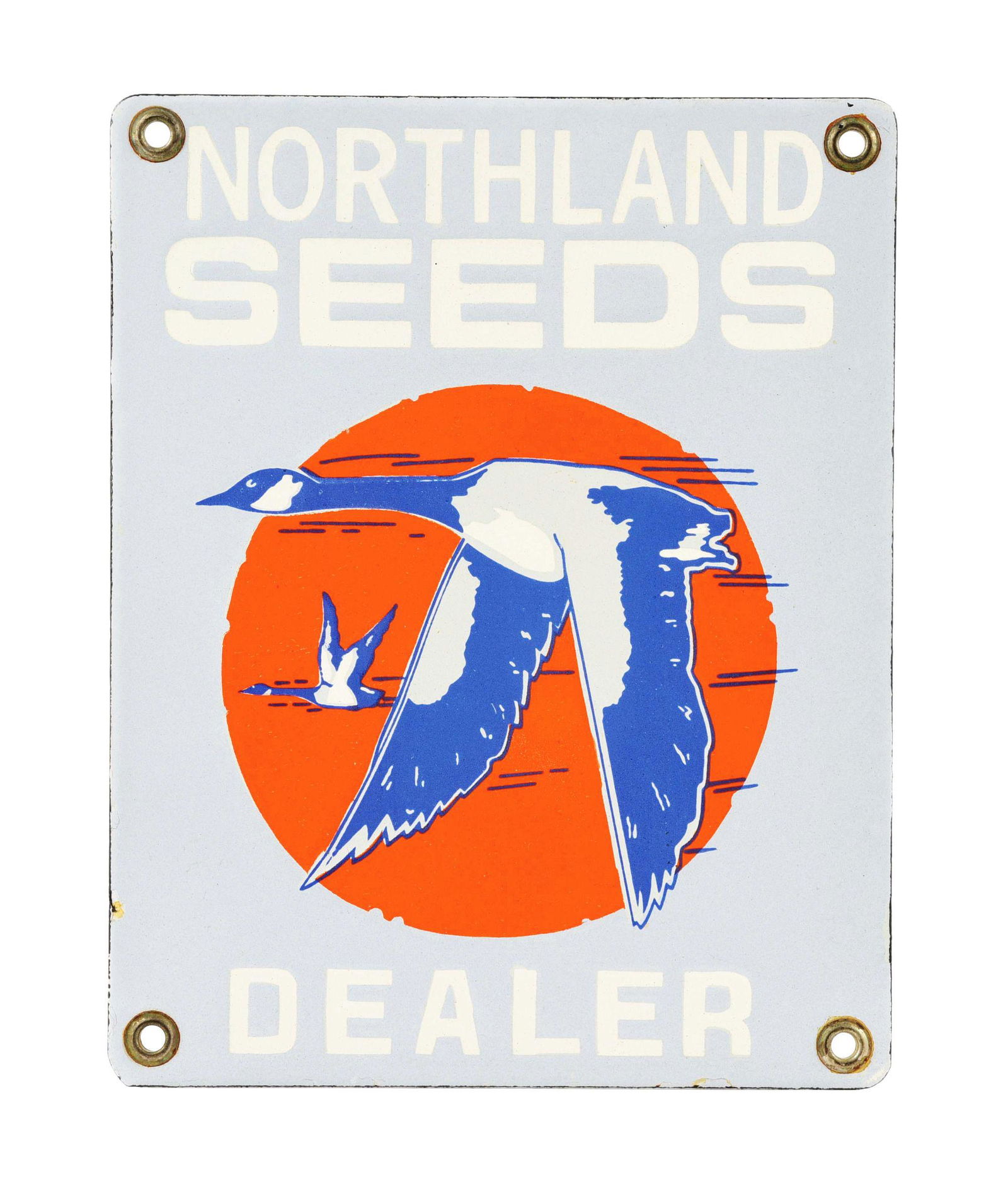 PORCELAIN NORTHLAND SEEDS DEALER SIGN. (1 of 2)