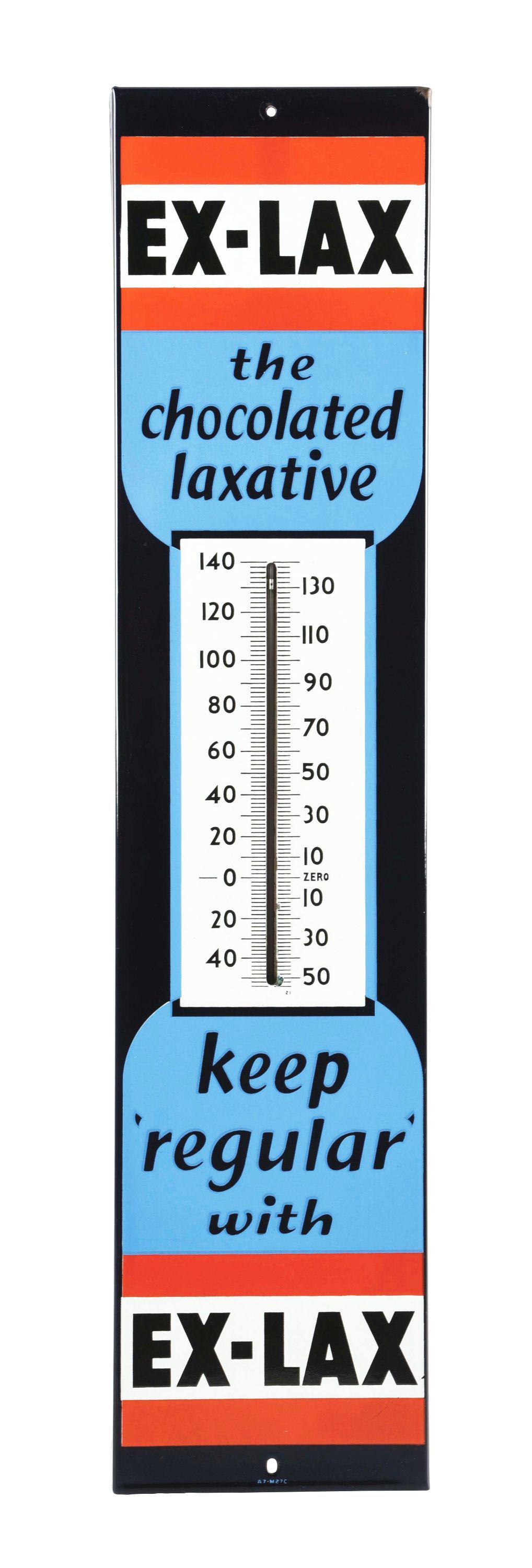EX-LAX CHOCOLATE LAXATIVE PORCELAIN THERMOMETER. (1 of 3)
