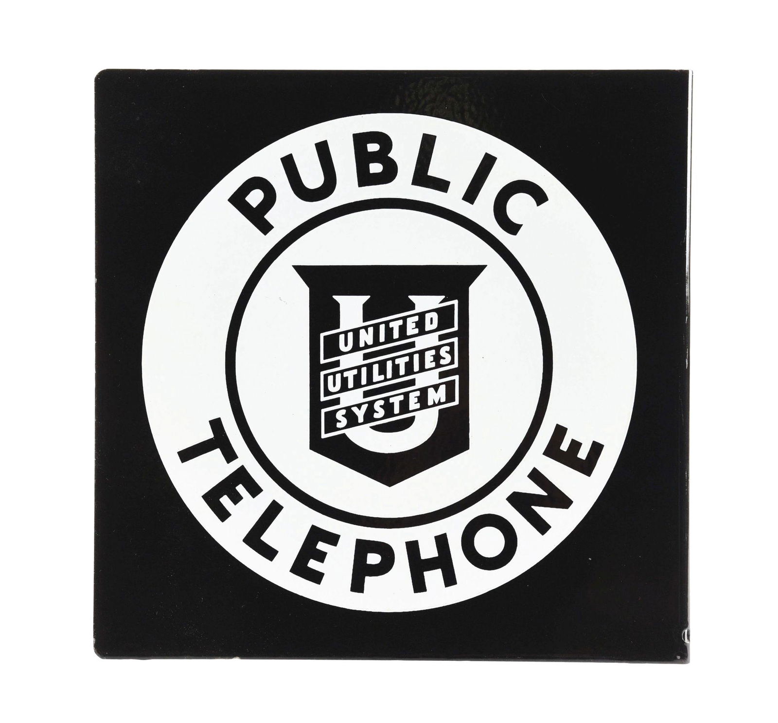 UNITED UTILITIES SYSTEM PUBLIC TELEPHONE SIGN. (1 of 3)