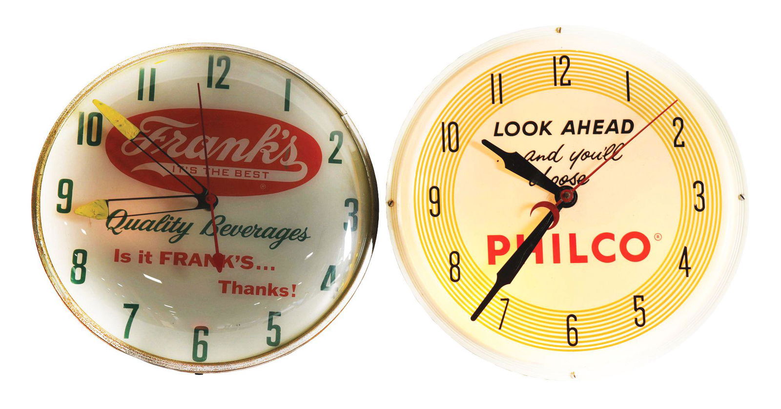 LOT OF 2: LIGHT-UP ADVERTISING CLOCKS. (1 of 3)
