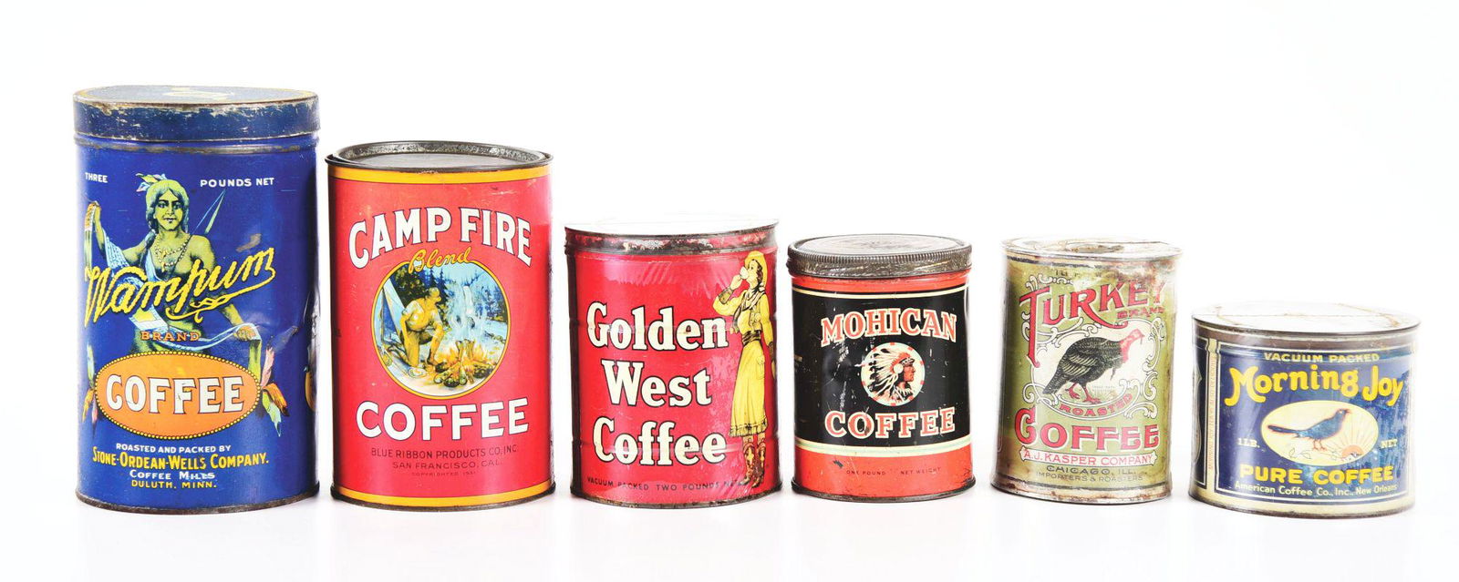 LOT OF 6: COFFEE TINS. (1 of 4)