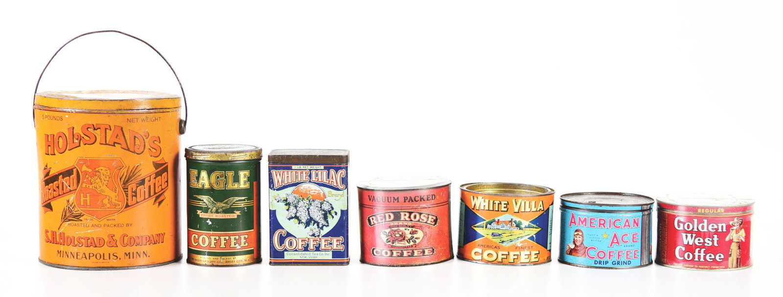 LOT OF 7: COFFEE TINS. (1 of 4)