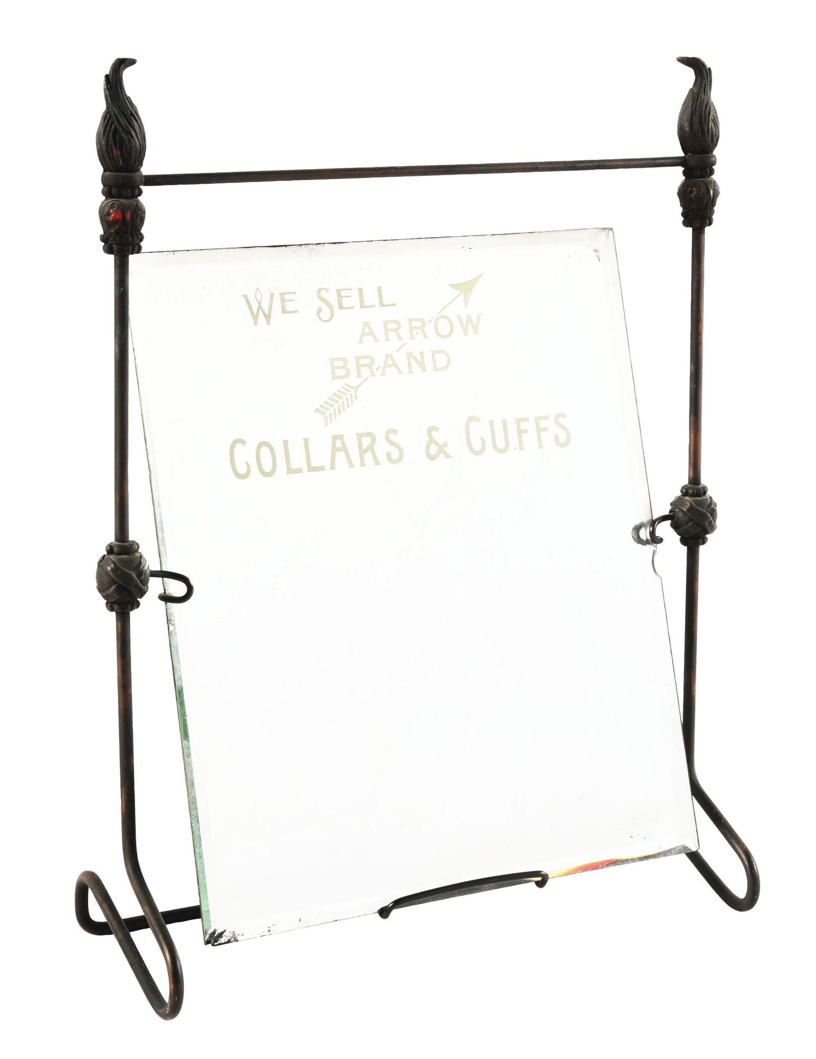 COUNTRY STORE COUNTER MIRROR DISPLAY FOR ARROW BRAND COLLARS AND CUFFS. (1 of 5)