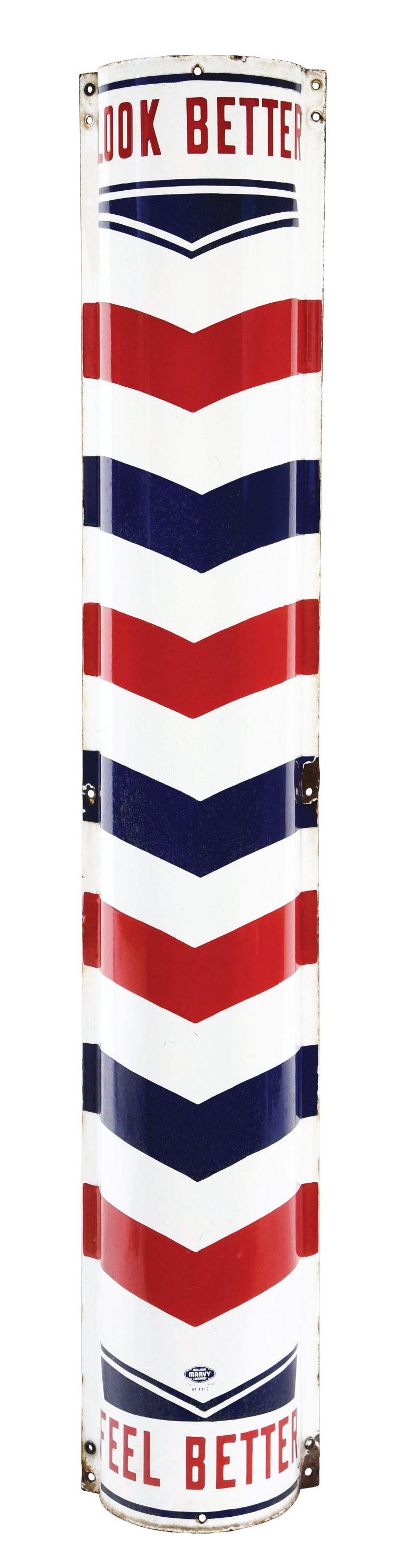 PORCELAIN BARBER SHOP POLE SIGN. (1 of 5)
