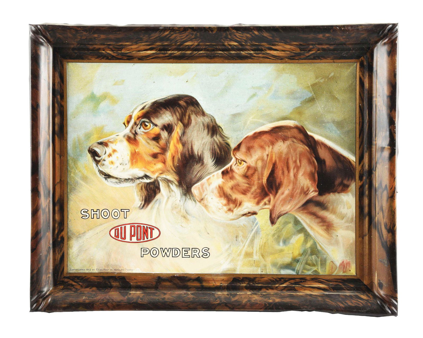 SELF FRAMED DU PONT PAINTED TIN LITHOGRAPH. (1 of 4)