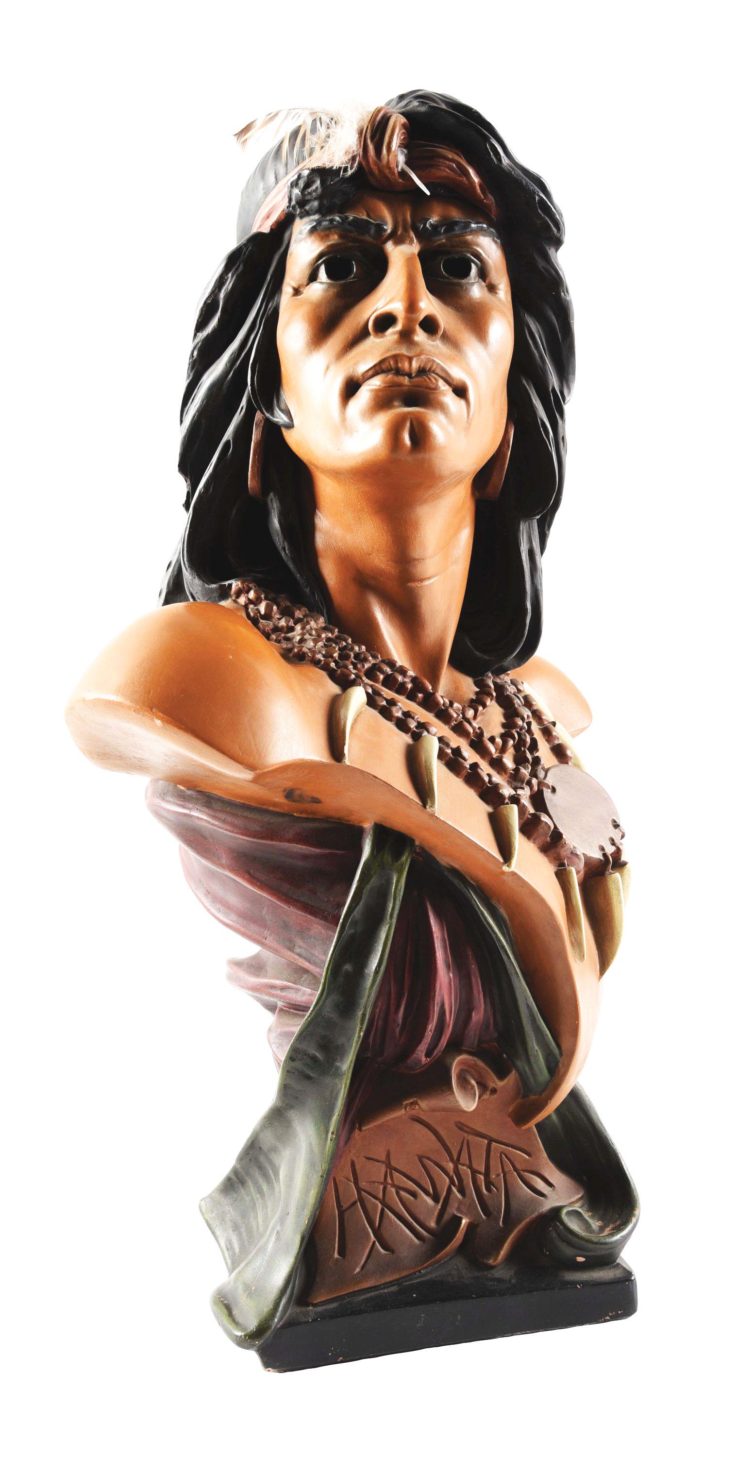 LARGE CHALK AMERICAN INDIAN BUST. (1 of 6)