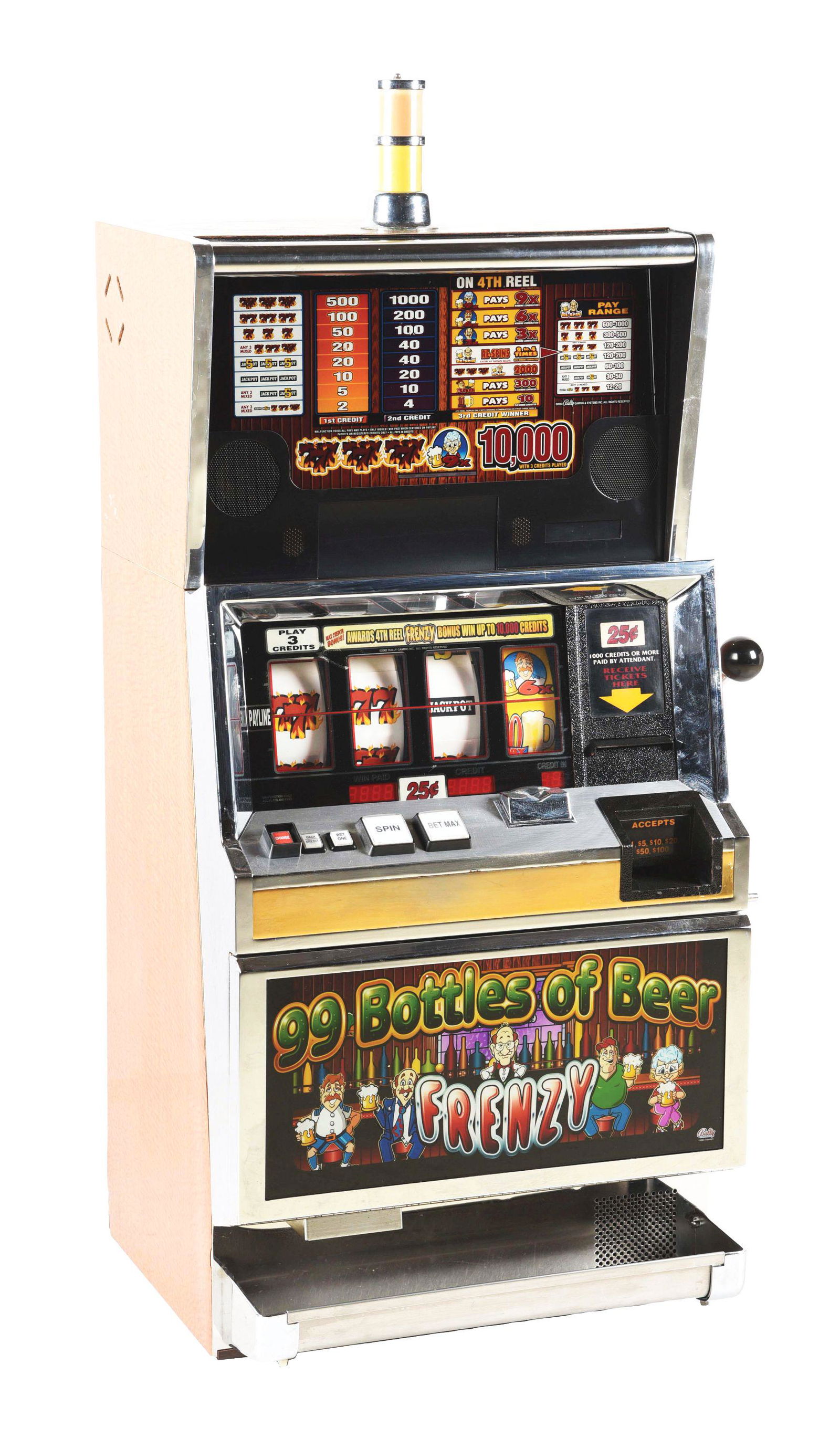 25¢ BALLY 4 REEL 99 BOTTLES OF BEER SLOT MACHINE. (1 of 7)