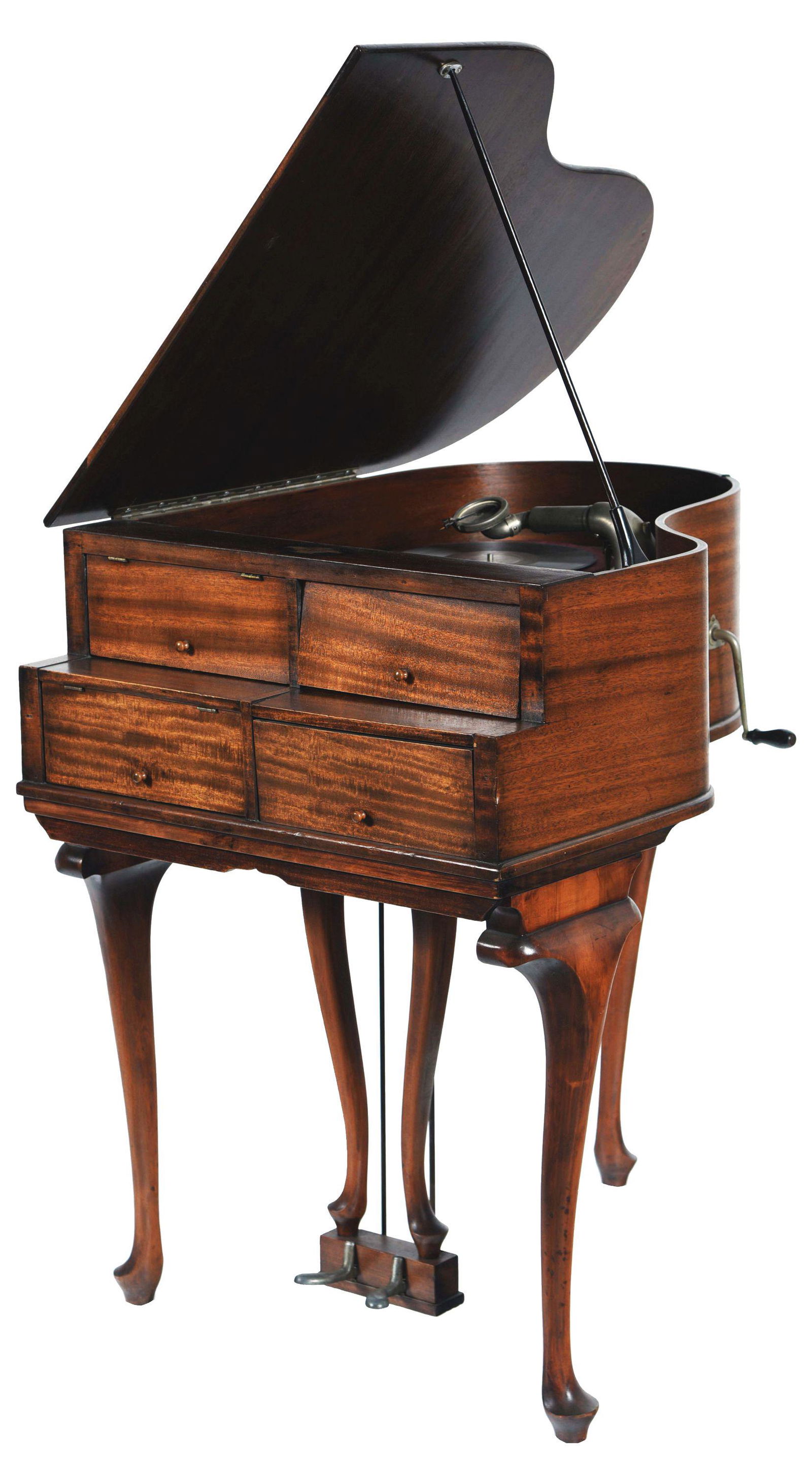 BABY GRAND PHONOGRAPH WITH RECORDS. (1 of 8)