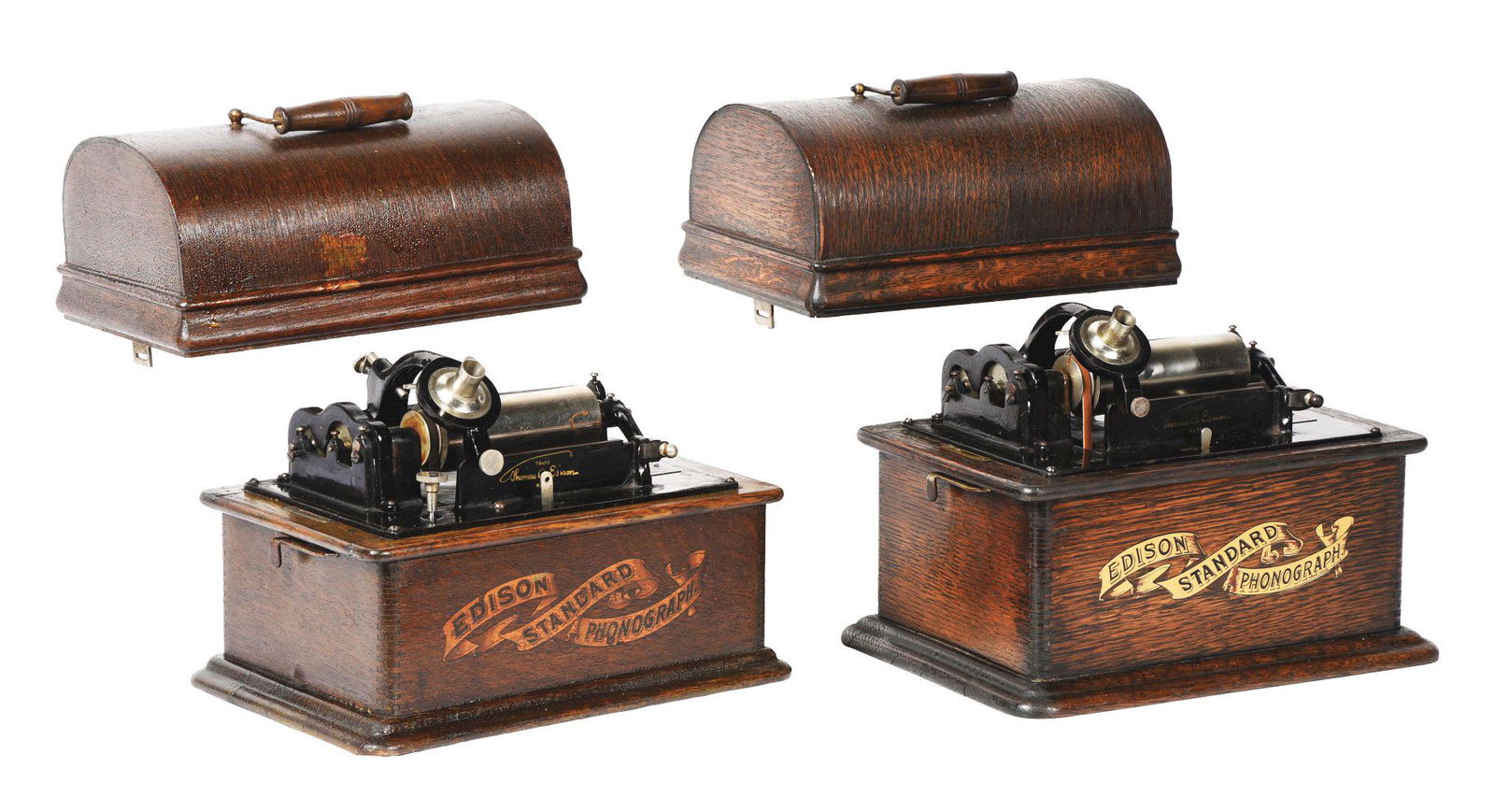 LOT OF 2: EDISON STANDARD MODEL PHONOGRAPHS. (1 of 6)