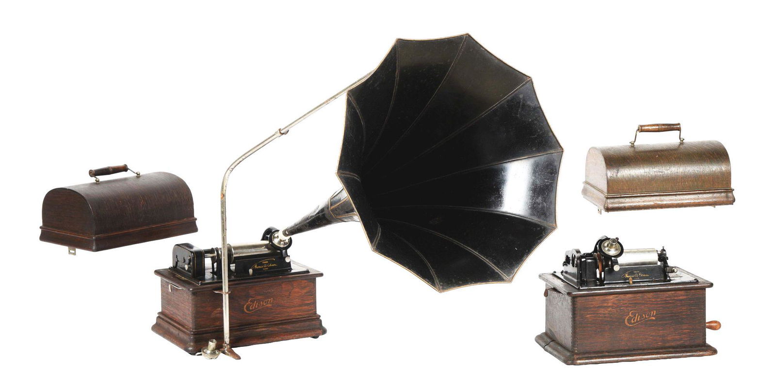 LOT OF 2: EDISON STANDARD MODEL PHONOGRAPHS. (1 of 6)
