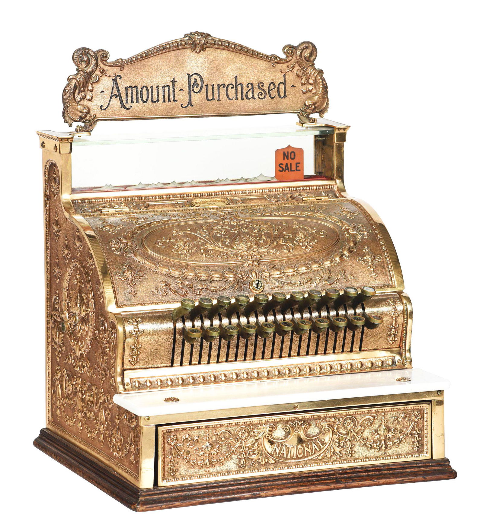 BRASS NATIONAL CASH REGISTER MODEL 332. (1 of 6)