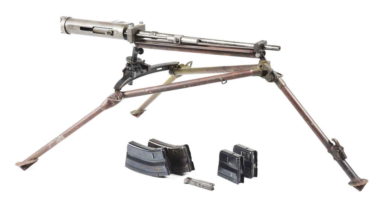 (C) RARE SPRINGFIELD ARMORY M8C .50 SPOTTER RIFLE FOR M40 RECOILESS WITH BREN TRIPOD AND: Designed specifically for use with the M40 recoilless rifles, the M8C would be mounted on top of the M40 recoilless rifle and would fire a .50 caliber cartridge (12.7x77mm) that featured a ballistic m