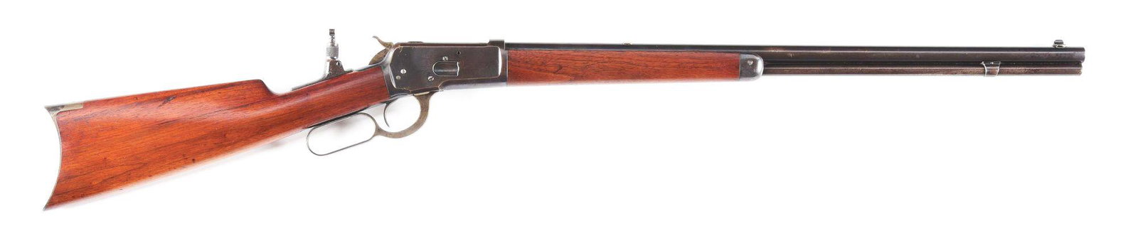 (A) 1ST YEAR PRODUCTION WINCHESTER MODEL 1892 LEVER ACTION RIFLE.: High condition 1st year production Winchester Model 1892 full magazine lever action rifle made by the Winchester Repeating Arms Company in 1892. 24" blued round .32 WCF caliber Winchester steel barrel