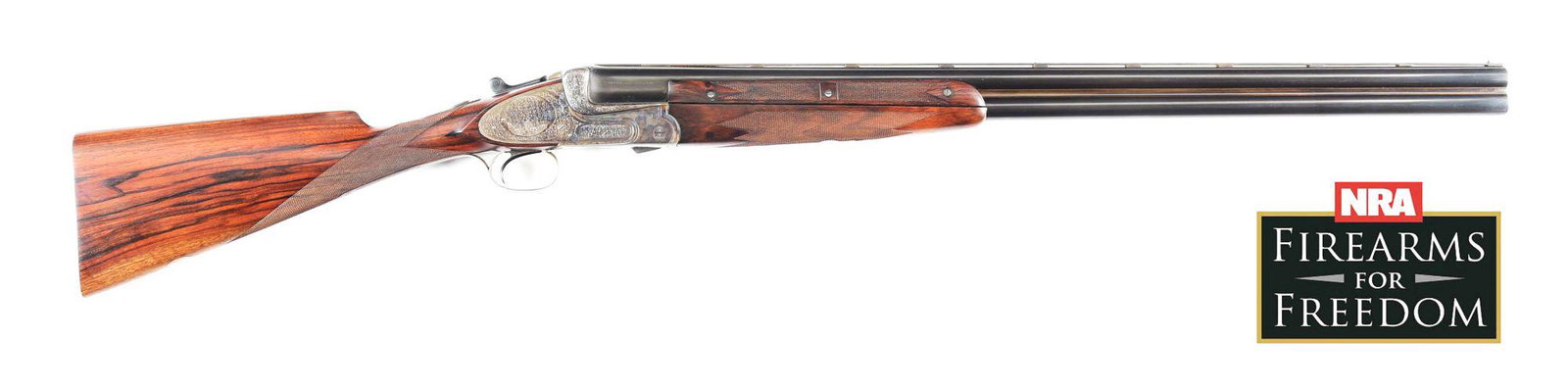 (C) MERKEL 303E OVER/UNDER 12 GAUGE SHOTGUN WITH LOM CASE.: Circa 1935. A vintage German over/under game gun with 29 - 1/2" blacked steel barrels. Barrels are fit with 2 - 3/4" chambers, ejectors, narrow matte ventilated rib with brass middle and front bead si