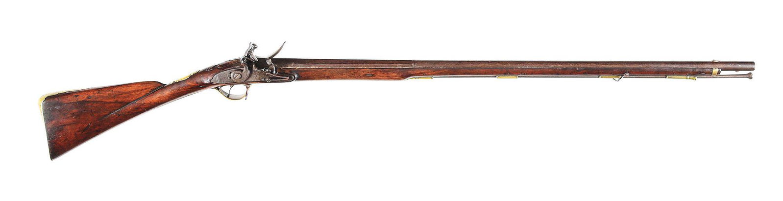 (A) REVOLUTIONARY WAR BRITISH OFFICER'S FLINTLOCK FUSIL.: This is a classic officer's fusil of exact dimensions, including an almost 37" barrel of .65 caliber. Other fusil characteristics include the gun being fitted with a bayonet lug and iron sling swivels