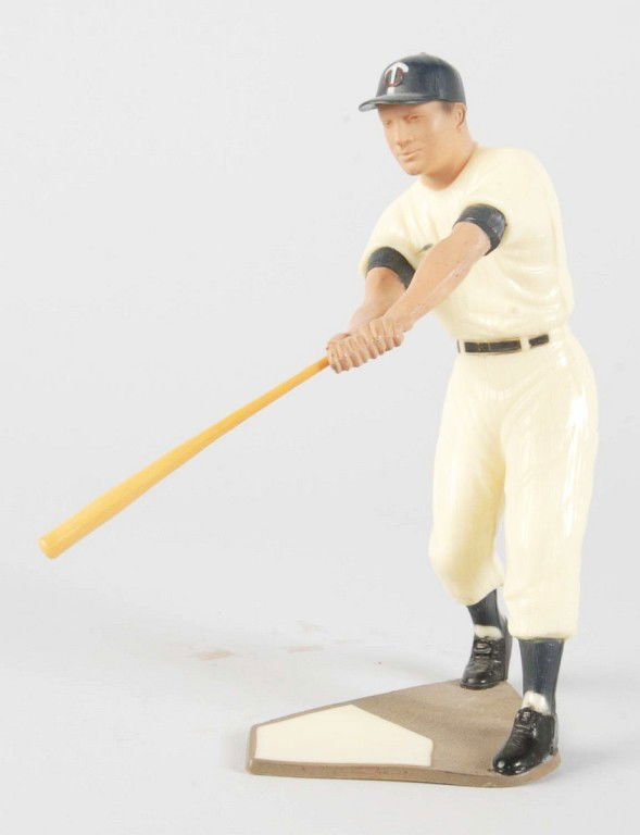 Plastic Hartland Harmon Killebrew Baseball Figure: Figure is cream and marked "Twins" on front, number "3" on rear, and Twins emblem on hat. Includes home plate attachment and original bat. This is one of scarcer Hartland figures. Size: 7 - 1/2" T. Co
