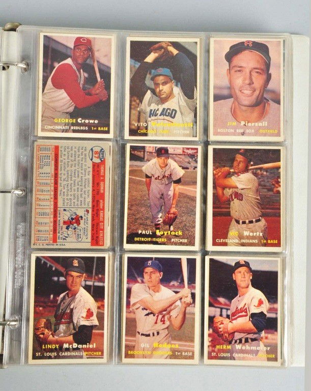 Approximately 350 Topps 1957 Baseball Cards.: Includes commons, minor stars, and stars including Luis Aparicio, Whitey Herzog Rookie card, Tony Kubek Rookie card, and others. Also includes several scarcer team cards. Condition: (Very Good - Excel