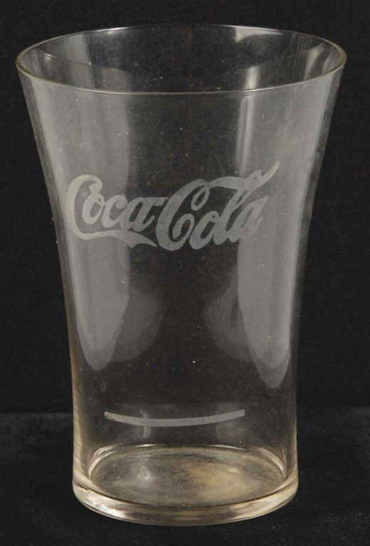 1904 Coca-Cola Flare Glass with Syrup Line.: Clean, bright, and strong example with good etching remaining and no chips or nicks. Size: 3 - 3/4" T. Condition: (Near Mint Plus).