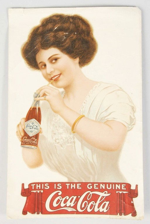 Decal for 1910 Coca-Cola Gilbert Clock.: Never used with good, bright, unfaded color. A few bends, cracks, and only a tiny bit of chipping to a few areas. Size: 12 - 1/4" x 7 - 3/4". Condition: (Very Good - Excellent).