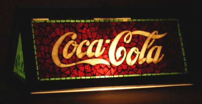 Coca Cola Mosaic Stained Glass Pool Table Light