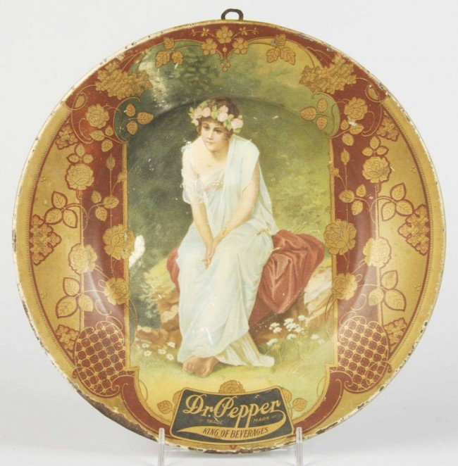 Dr. Pepper Vienna Art Plate.: Circa 1908. A few minor rubs, slightly dull surface overall, a few small marks, color chips, and nicks. Size: 10" Dia. Condition: (Very Good).