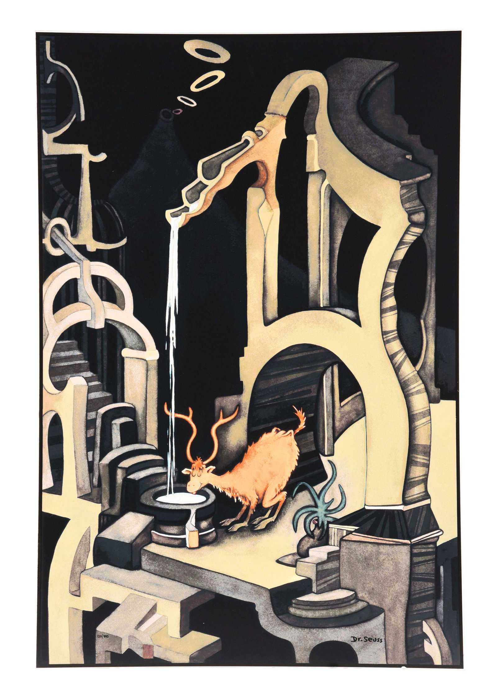DR. SEUSS "THE STAG AT EVE" LE 120/850 SERIGRAPH ON ARCHIVAL PANEL W/ COA. (1 of 6)