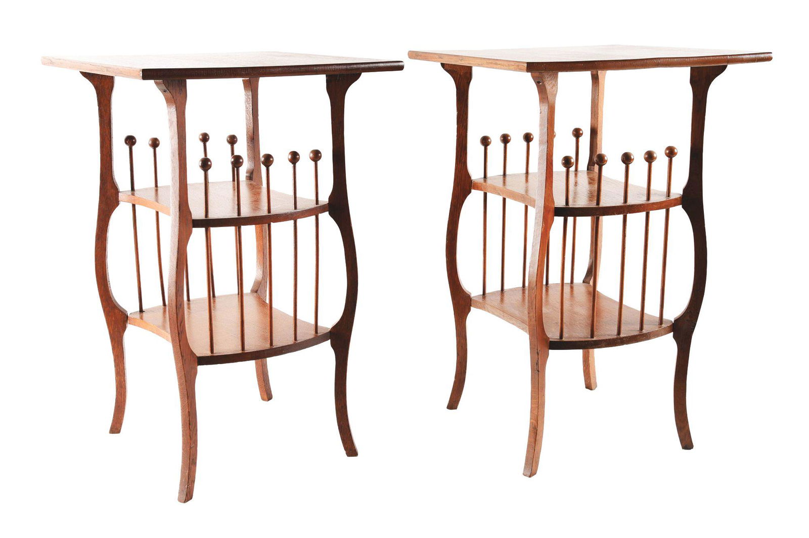 LOT OF 2: WOOD SIDE TABLES WITH SHELVES. (1 of 8)