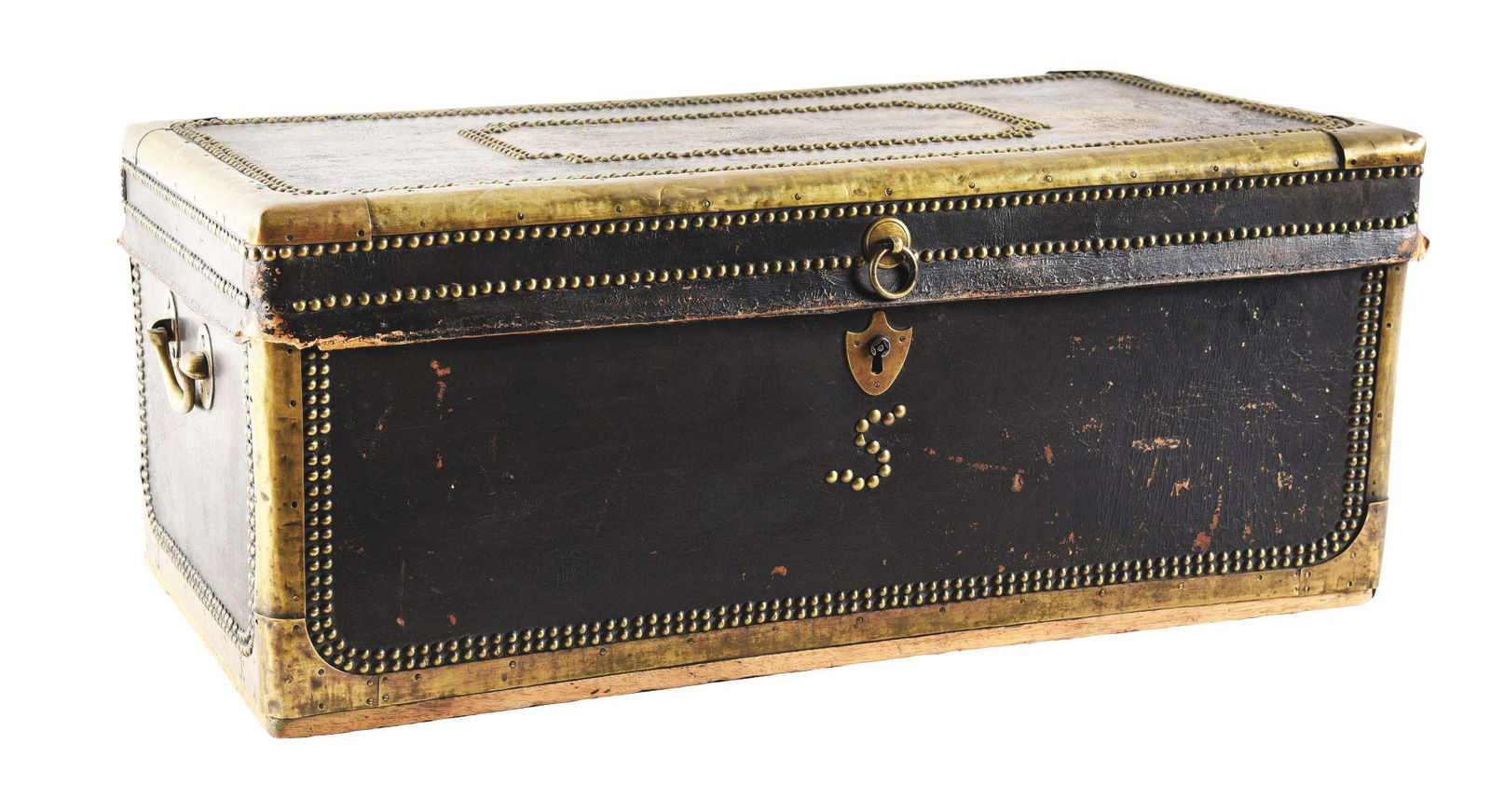 BRASS BOUND AND CEDAR WOOD TRUNK. (1 of 10)