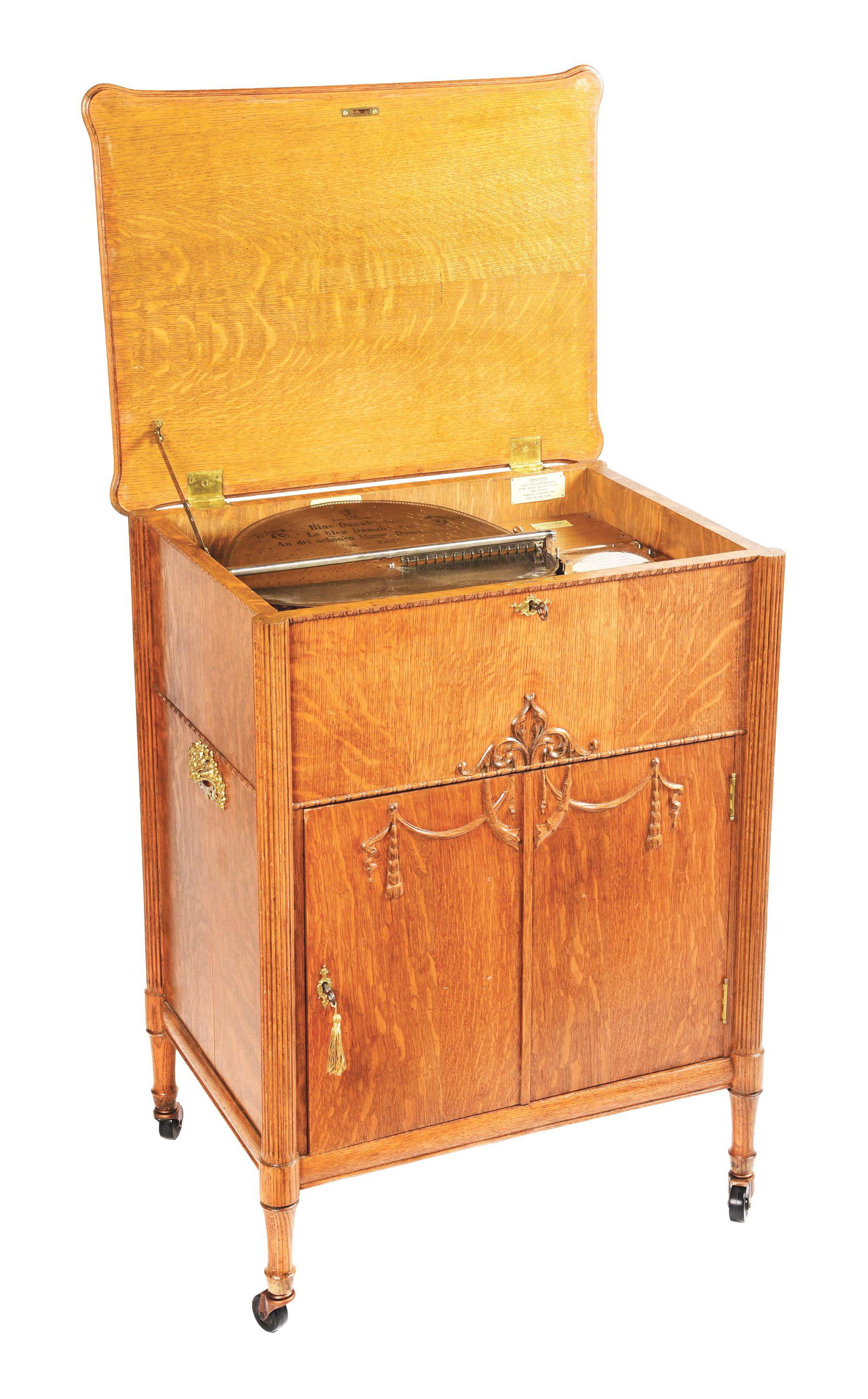 STELLA 17 - 1/4" OAK CONSOLE DISC MUSIC BOX. (1 of 13)