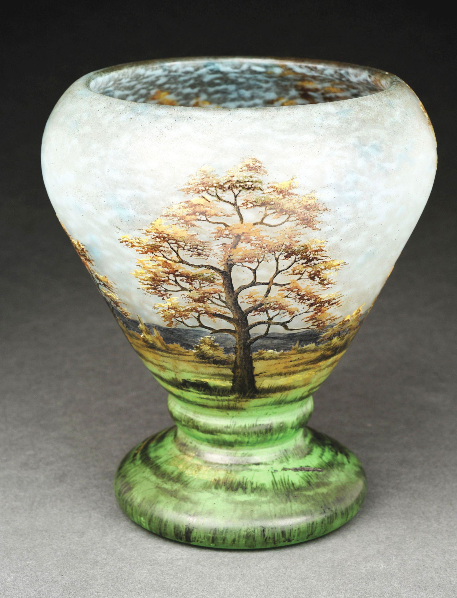 DAUM NANCY SPRING SCENIC VASE. (1 of 6)