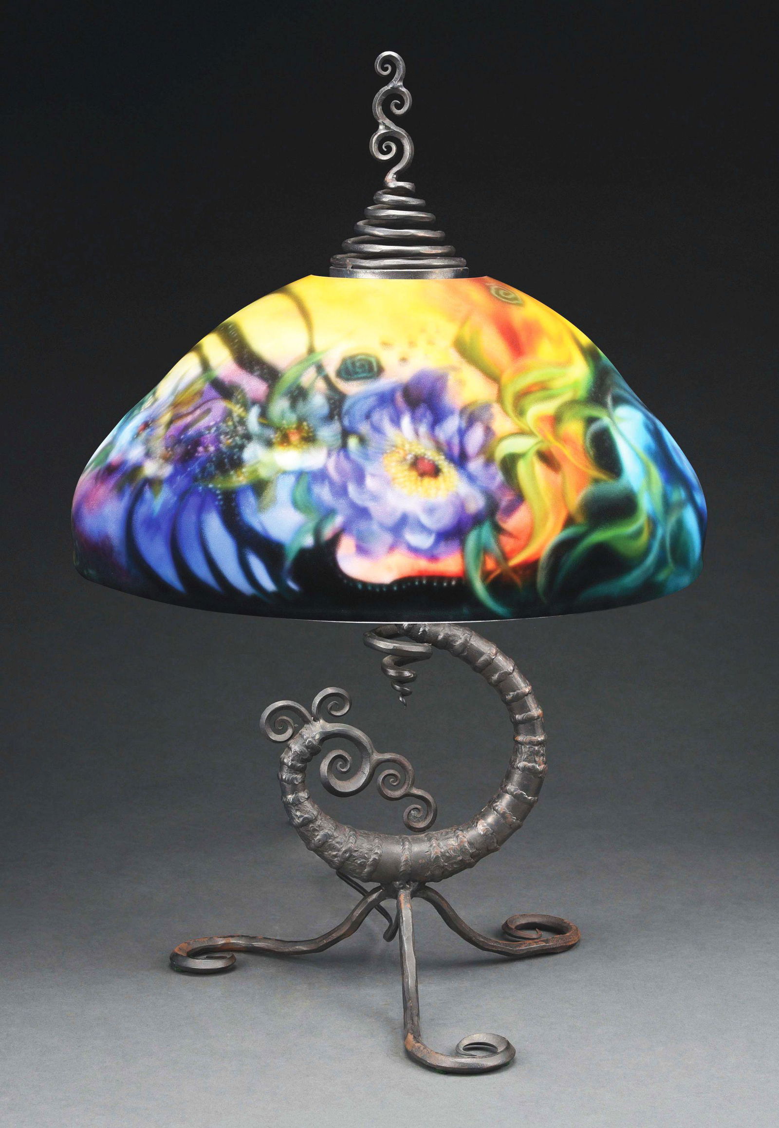 ULLA DARNI REVERSE PAINTED TABLE LAMP. (1 of 9)