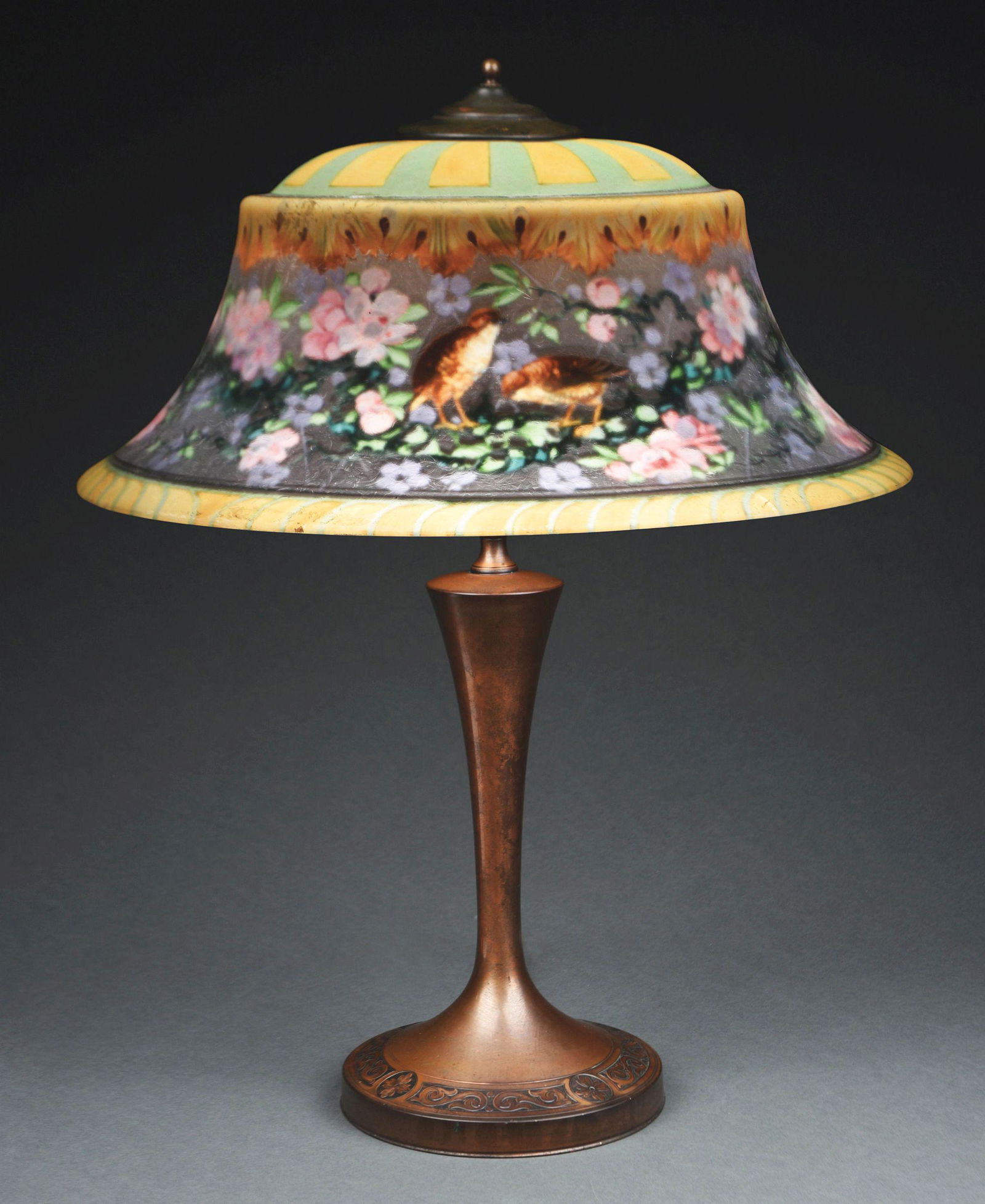 PAIRPOINT REVERSE PAINTED TABLE LAMP. (1 of 7)