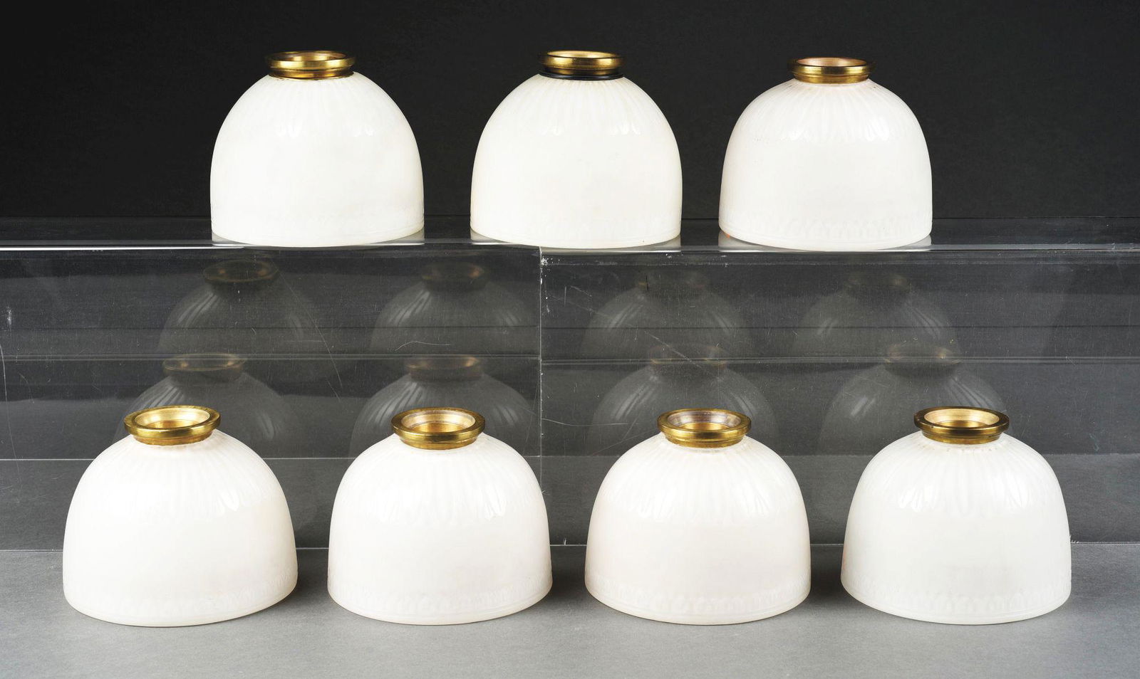 LOT OF 7: STEUBEN GLASS SHADES. (1 of 2)