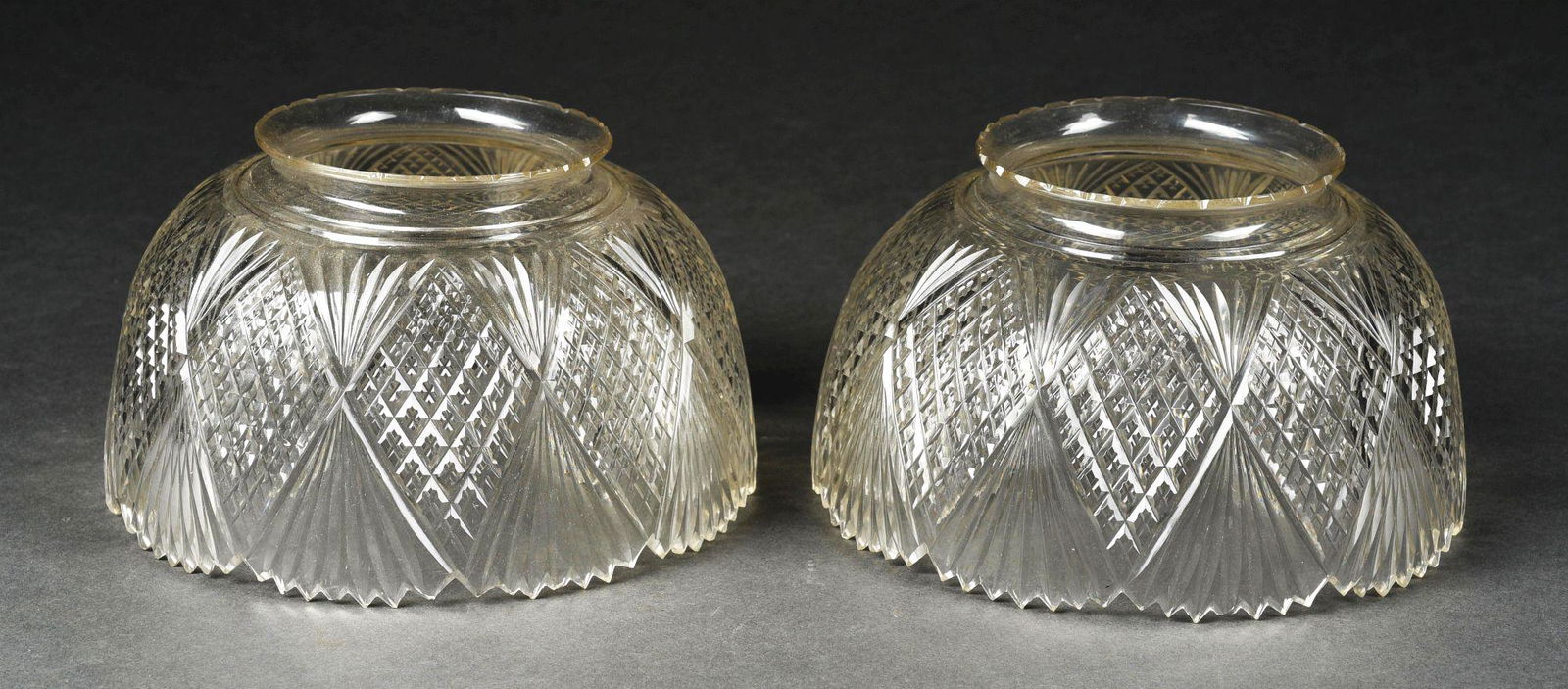 LOT OF 2: CRYSTAL CUT GLASS LAMP SHADES. (1 of 2)