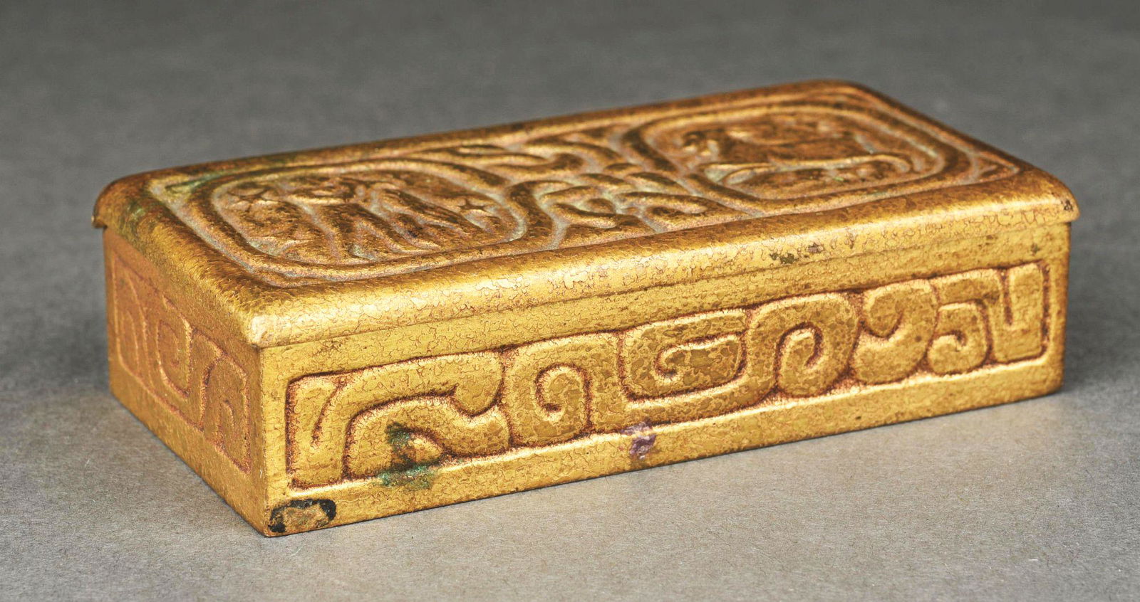 TIFFANY STUDIOS ZODIAC STAMP BOX. (1 of 8)