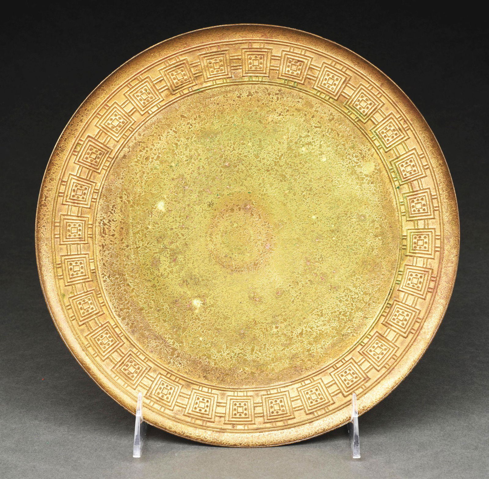 TIFFANY STUDIOS BRONZE COMPOTE. (1 of 3)