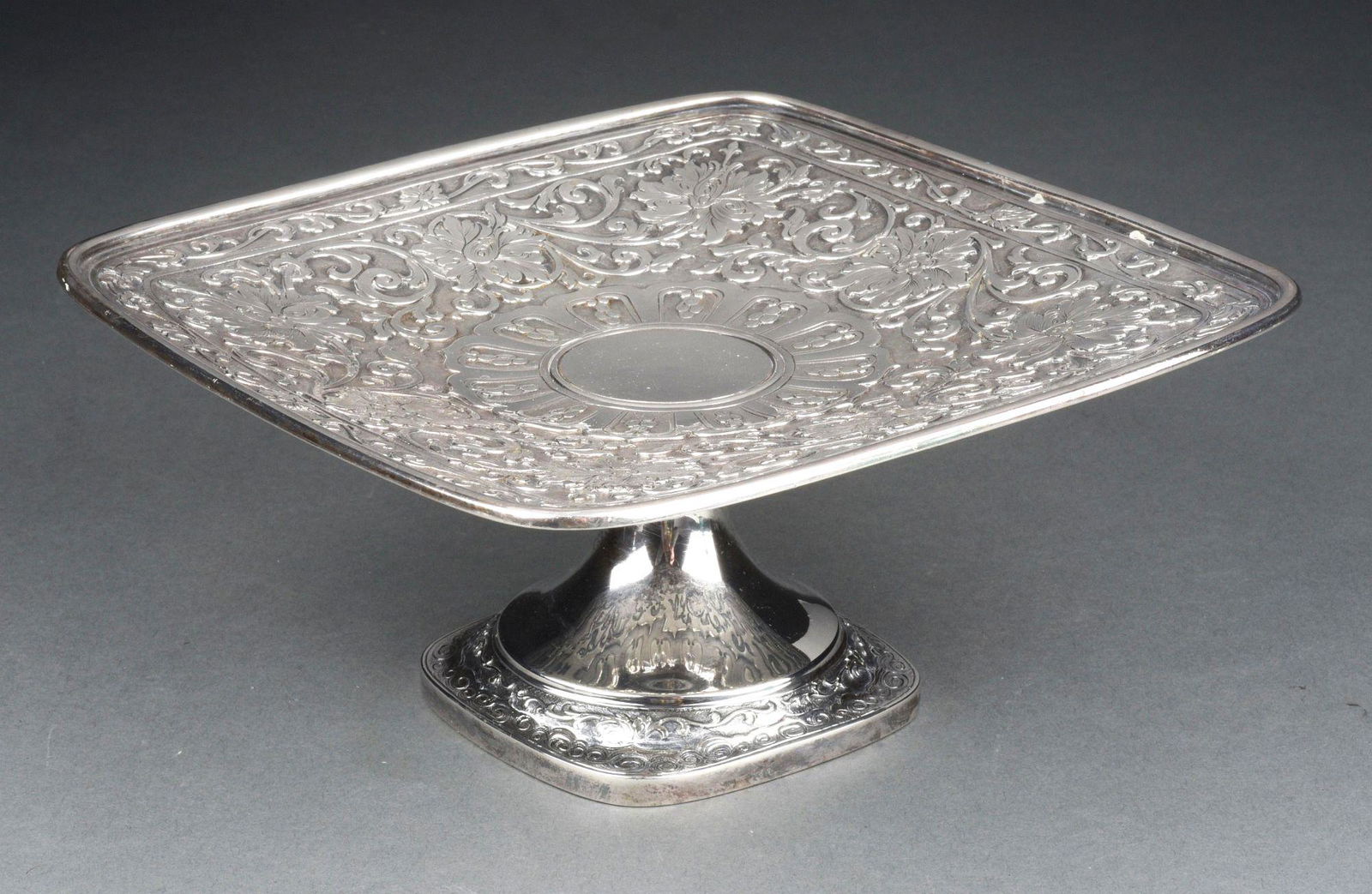 A GORHAM STERLING SQUARE COMPOTE. (1 of 4)