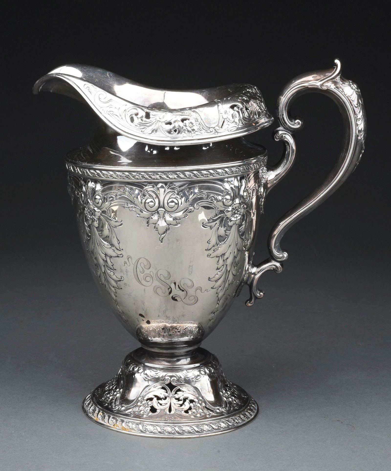 A GORHAM STERLING LARGE WATER PITCHER. (1 of 7)