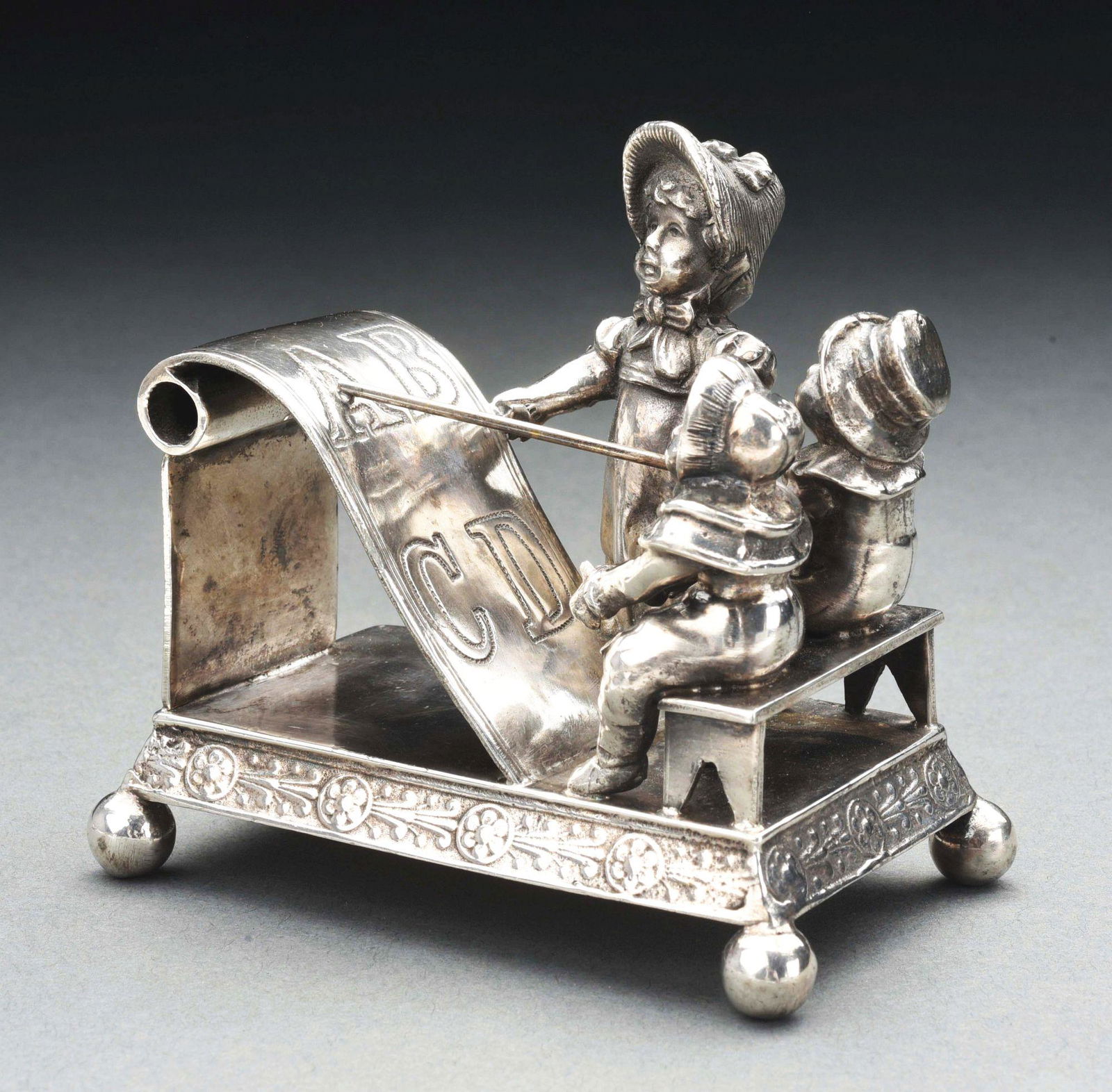 RARE TRIPLE KATE GREENAWAY NAPKIN RING BY SIMPSON, HALL, MILLER & CO. #047. (1 of 5)