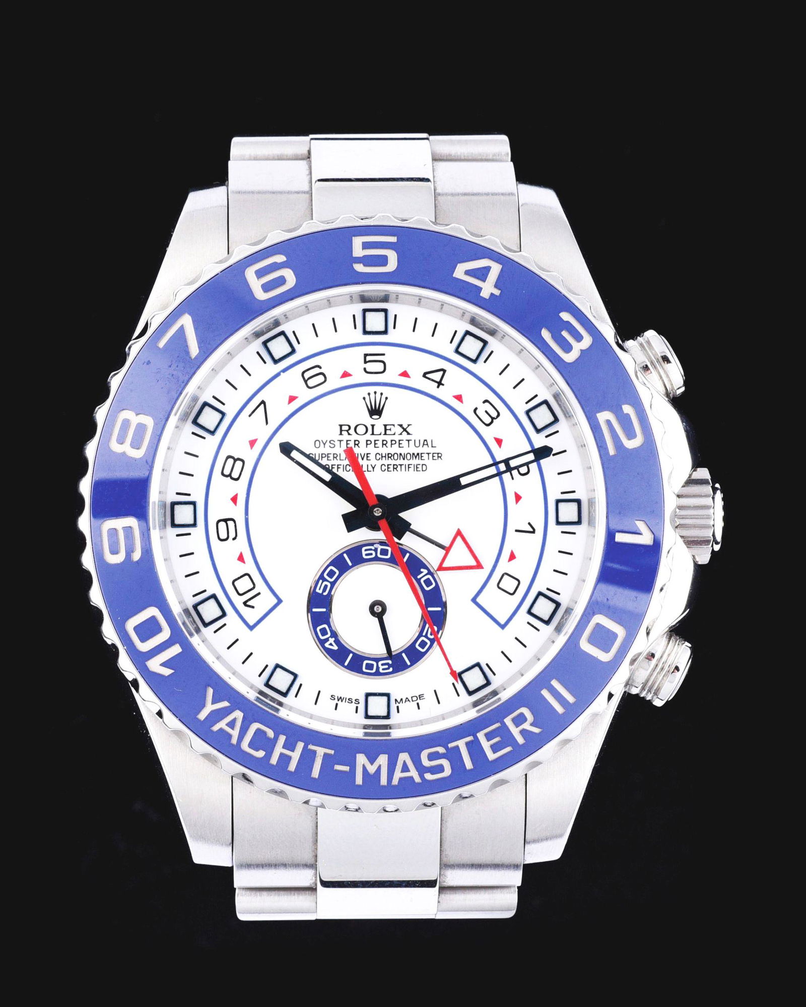 MEN'S ROLEX STEEL YACHT-MASTER II WHITE DIAL BLUE CERAMIC BEZEL, REF. 116680. (1 of 7)