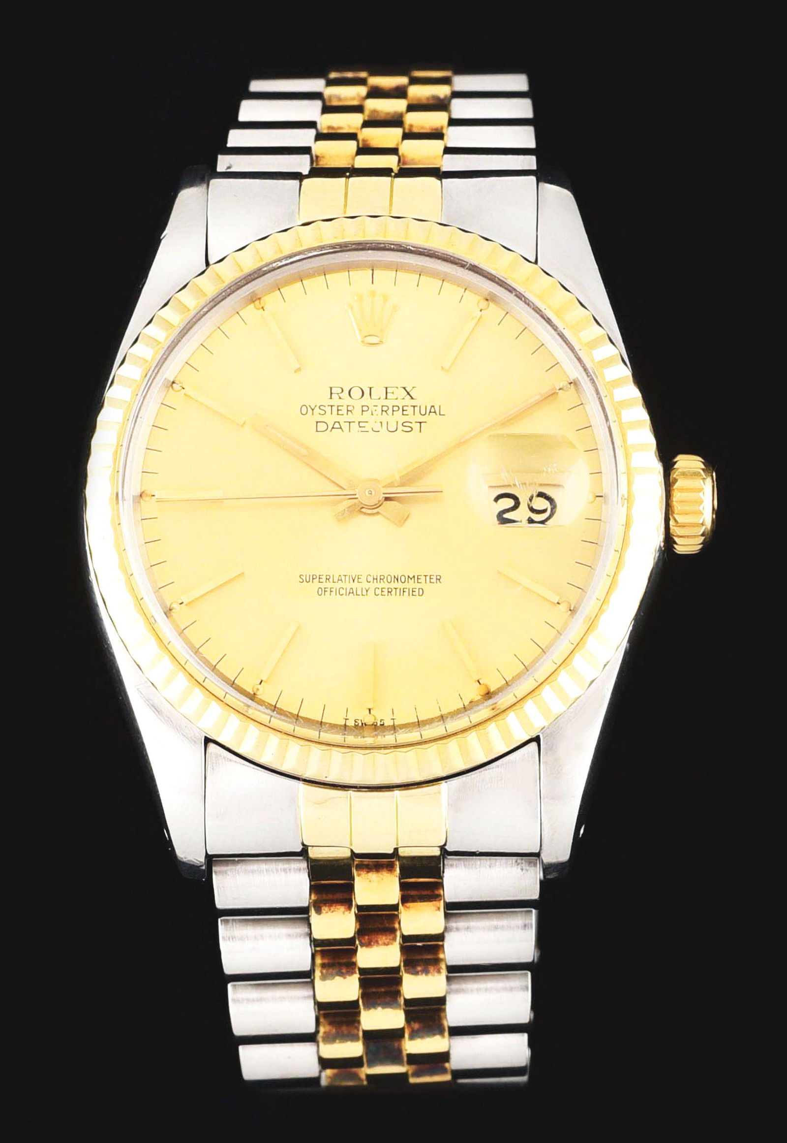 VINTAGE ROLEX STEEL & GOLD DATEJUST REF. 16013 W/BOX & TAGS. (1 of 8)