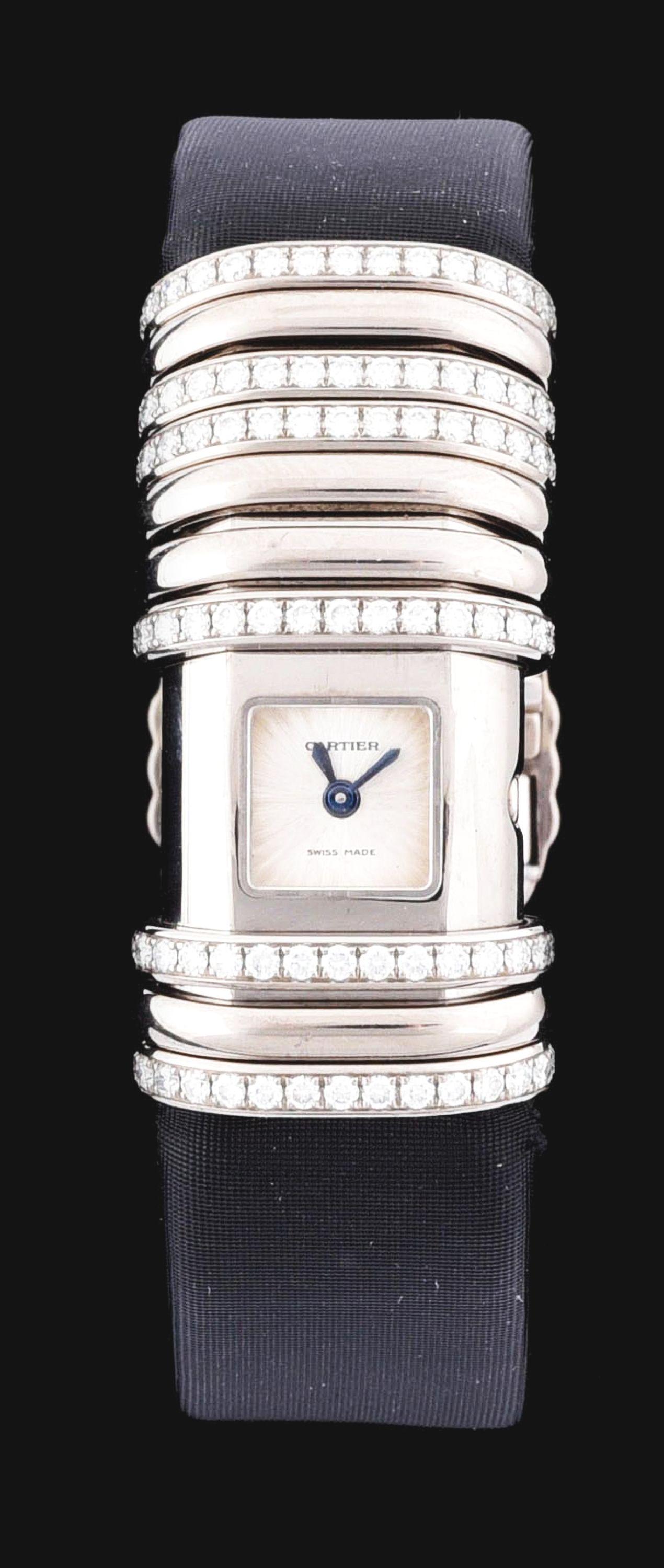 CARTIER DECLARATION 18K WHITE GOLD & TITANIUM DIAMOND WATCH W/B&P. (1 of 11)